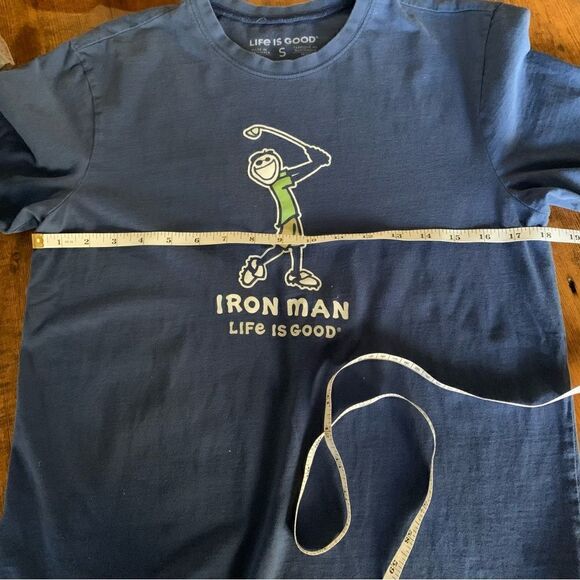 Life is Good Youth Iron Man Golf Blue Short Sleeve Tee Sz S - Picture 5 of 7